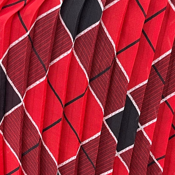 Women’s Plus Size Red Maxi Skirt Checkered Plaid Christmas Print Vintage Pleated - Picture 12 of 17